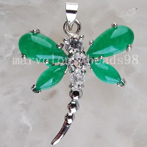 Free Shipping Women Fashion Jewelry New Green Jad Dragonfly Pendant 1pcs C1720