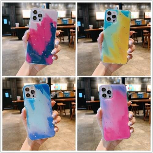 For Vivo Y50 Y30 Y20 Y20i Y20s Y12S Y11S V20 SE V19 Y11 Y12 Y15 Y17 Y91 Y95 V17 Neo V15 Case Watercolor Cloud Glitter Bling Case