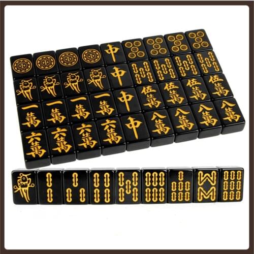 Black Gold Chinese Mahjong Standard 40mm 144 Set Full Size Creative Luxury Table Games Mahjong Box Juegos De Mesa Board Game
