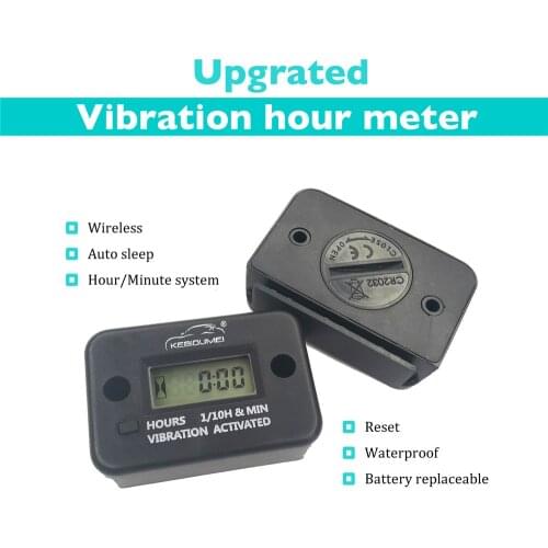 Upgrated Digital Vibration Hour Meter Waterproof Engine Gauge LCD Display Wireless Reset Auto Sleep with Replacable Battery