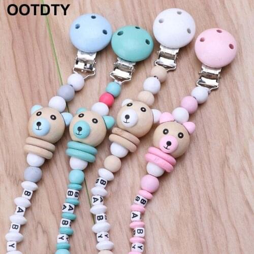Baby Pacifier Clip Pacifier Chain Panda Shape Hand Made Cute Colourful Beads Dummy Clip Baby Soother Holder For Baby Kid
