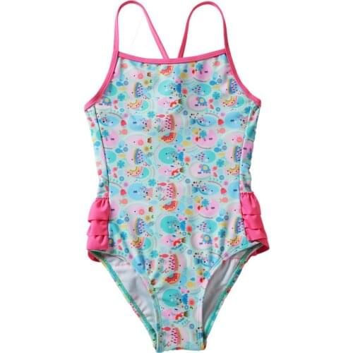 Kids Cartoon Fish Print Kid Girl Children One-Piece Swimsuit Bikini Swimwear Bathing Suit Beachwear