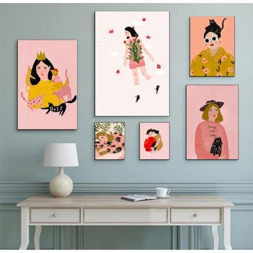 And Prints Wall Pictures For Girl Room Bedroom Decor Fashion Glasses Girl Lover Animals Wall Art Canvas Painting Nordic Posters