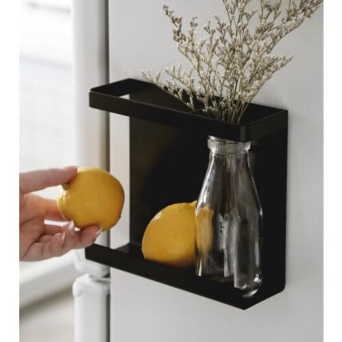 Kitchen Spice Organizer Plastic Wrap Storage Racks Non-perforated Magnetic Refrigerator Rack Fridge Side Hanging Shelf