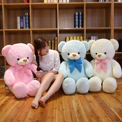 80/100/130 cm large teddy bear plush toy software filled bear doll Kawaii girl bed pillow big pillow for girlfriends birthday g