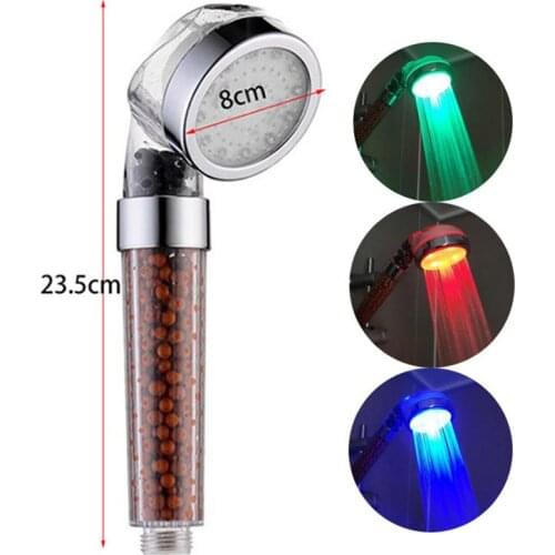 Shower Head Bath 3 Color LED Light Showerhead High Pressure Rainfall SPA Water Saving Temperature Sensor Bathroom Accessories