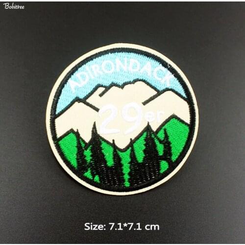 Outdoor Forest Trees Embroidered Patches Round Badges Iron on for Cloth Stickers Appliques DIY Accessory Sewing Supplies