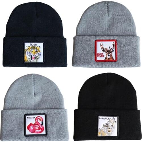 Beanies Cap for Men Women Silverfox Lonewolf Floater Tiger Embroidery Knitted Hat Bonnet Cap