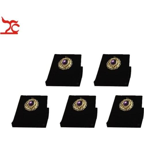 Wholesale 5Pcs Black Velvet Jewelry Display Rack Horizontal Necklace Holder Pendant Earrings Organizer Exhibition Stand 7*8*5cm