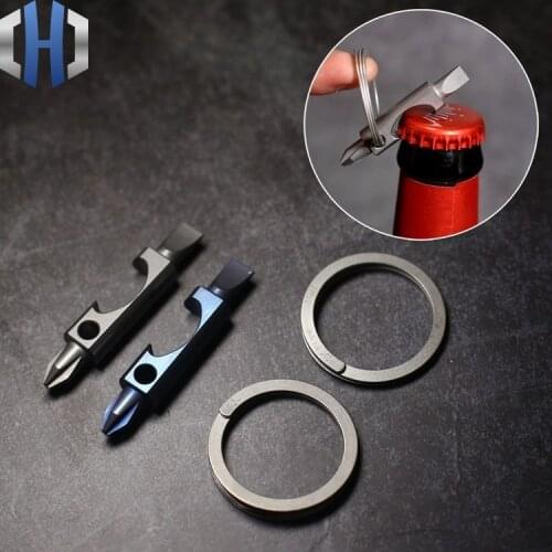 Titanium Alloy Bottle Opener EDC Multi-tool Mini Key Box Opener Word Phillips Screwdriver