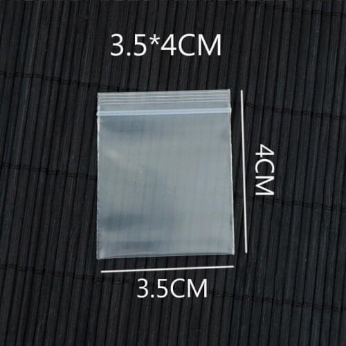 100pcs/lot 3.5x4cm Thicken PE Ziplock Bag Clear Plastic Pouches Zipper Reusable Gift Jewelry Packaging Ploy Bags