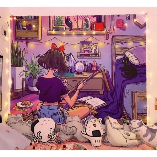 Retro Simple Ins Hanging Cloth Background Cloth Room Decoration Rental Room Bedroom Dormitory Bedside Wall Cloth Tapestry