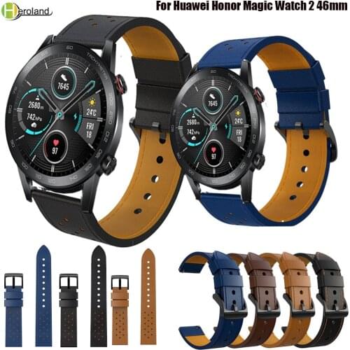 Genuine Leather Watchband For Huawei Honor Magic Watch 2 46mm rap Smart Wistband Bracelet For Huami Amazfit GTR 47mm Accessories