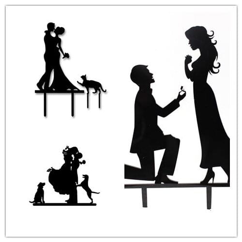 Romantic Bride Groom Cake Topper Acrylic Elegant Wedding Engagement Proposal Party Decorations Kids Party Supplies Cake Decor