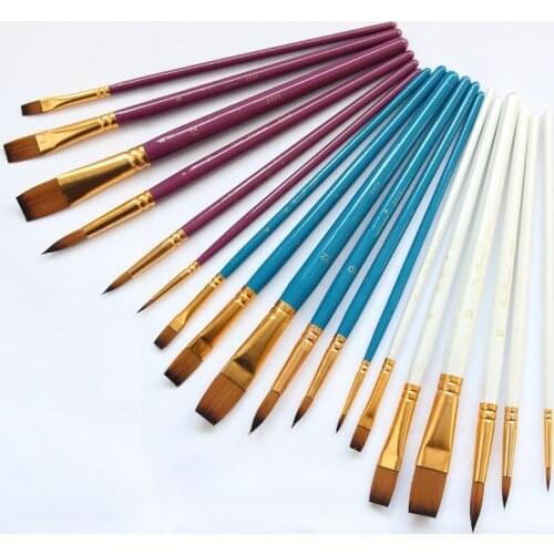 6Pcs Wooden Handle Acrylic Watercolor Pen Drawing Tools Artist Paint Brush Nylon Hair Oil Painting Brushes Drawing Art Supplie