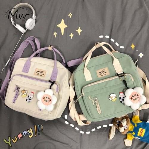 Multifunctional Backpacks for Women Kawaii Flower Pendant School Backpack Large Capccity Handbag Acrossbody Shoulder Bags M059