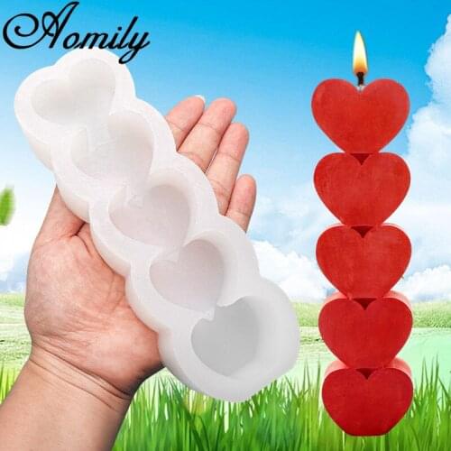 Aomily Love Heart Shaped Candle Cake Silicone Chocolate Molds Fondant Cake Decorating Tools Soap Resin Clay Mould Baking Tools