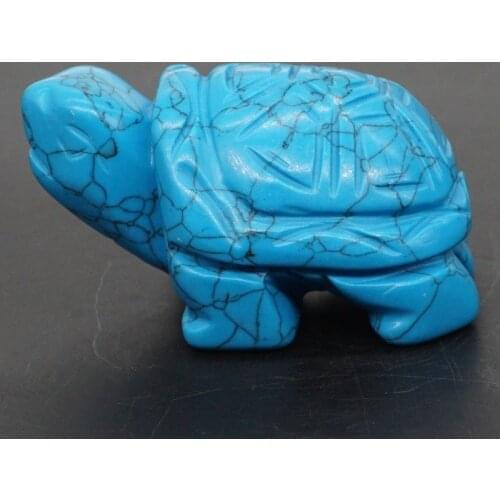 Turtle Tortoise Figurine 2" Blue Turquoise Crystal Carved Statue Crafts Home Decor