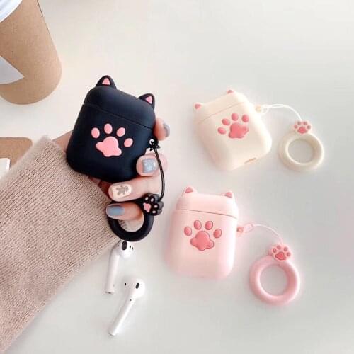 Super Cute Cartoon 3D Cat paw Earphone Case for AirPods Pro Case for Apple AirPods 2/1 Headphone Earpods Silicone Cover