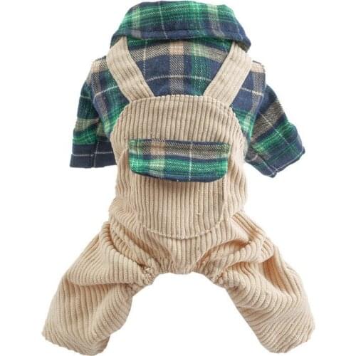 Warm Plaid Overalls Pet Clothes for Small Dogs Cats Soft Cotton Cat Dog Coat Jacket Puppy Clothing Outfits Chihuahua Pug Costume