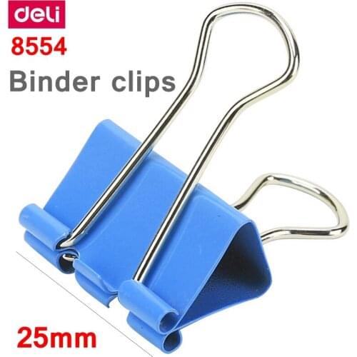 48PCS/BOX Deli 8554 binder clips 1" (25mm) color clips paper documents clips
