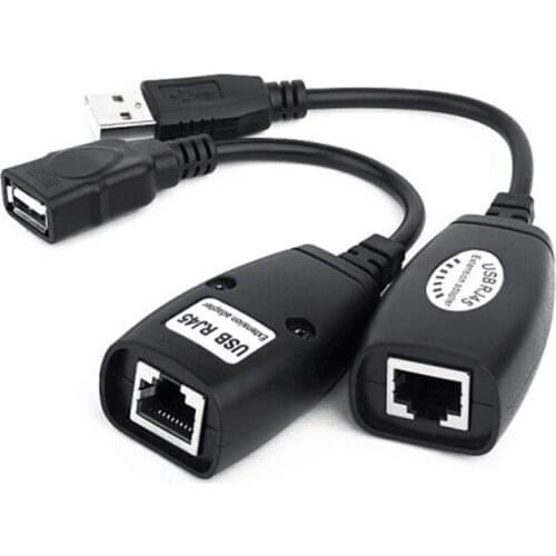 USB 2.0 Extension Extender Adapter male & Female Up To 150ft Using CAT5/CAT5E/6 RJ45 Lan Network Ethernet Repeater Cable