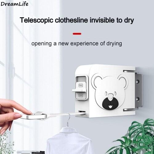 Indoor Invisible Clothesline with Hanger Hole Retractable Clothesline Rope Drying Rack Balcony Clothes Line No Drilling Required