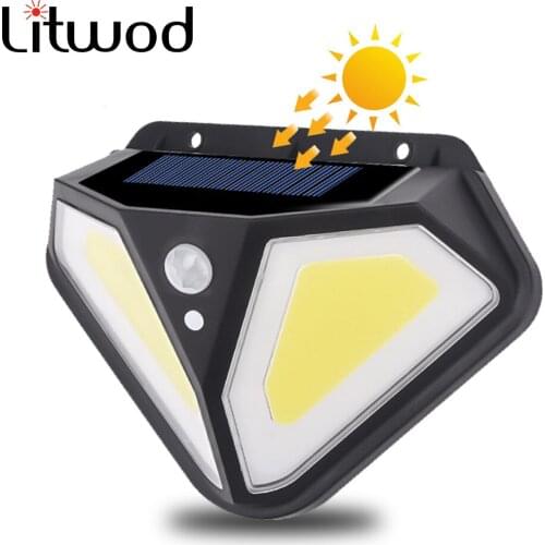 Built in Battery COB LED Solar Light Outdoor Wall Lamp Powered Sunlight Waterproof Motion Sensor Street Light Garden Decoration