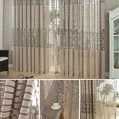 100*200cm 1pair Jacquard hollowing out European style floral bedroom curtain decorative window curtain yarn jacquard curtain