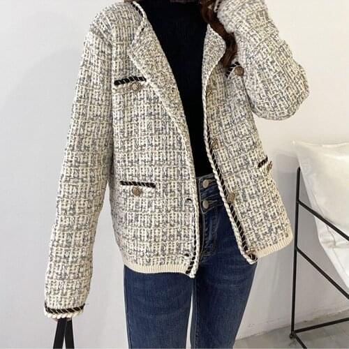 2021 Autumn Women Cardigans Coat Single-breasted Elegant Cardigans Women Vintage Kintted Sweater Women Fashion Overcoat Outwear
