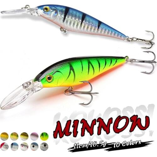 1.5-4m 10.5g 11cm Hard Bait Minnow Fishing lures Crankbait Wobbler Depth Dive Bass Fresh Salt water 4# Hook