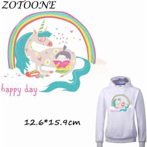 ZOTOONE Iron on Patches for Clothes Heat Transfer Rainbow Flower Unicorn Patch T Shirt Stickers for DIY Accessory Applique Kids