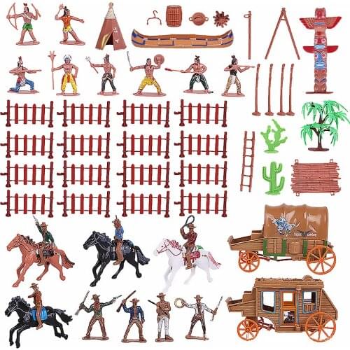 1 Set of Indian Model Decoration Useful Practical Durable Abundant Creative Indian Model Western Cowboy Model Carriage Model