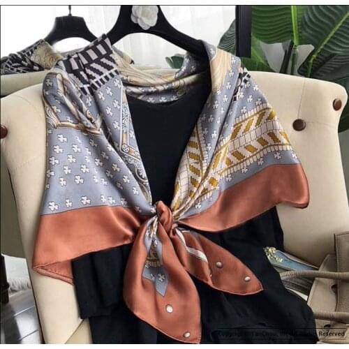 100% Mulberry-Silk Scarf Womens Scarves Hand Sewn Edges Scarfs Shawl Stole 110CM*110CM Foulard Femme Soie De Marque De Luxe