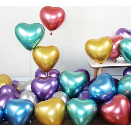 30pcs 50pcs/set 10Inch Latex Balloon Love Heart Metal Balloons Helium Baloon Birthday Wedding Decor Supplies