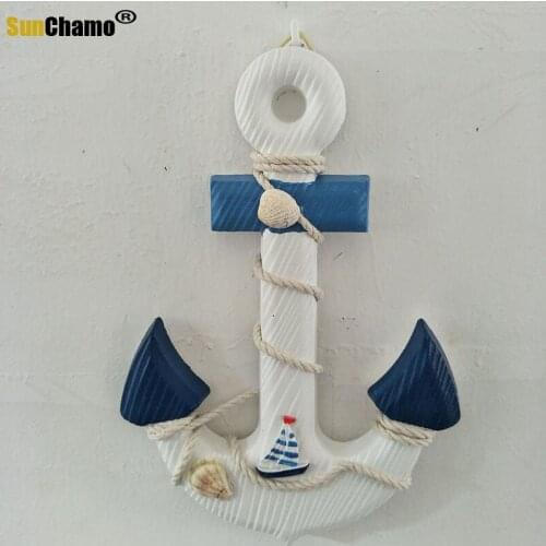 33cm Wood Anchor Hanging Decoration Mediterranean Ornament Nautical Theme Party Decor Supplies Kids Household Wall Hanging