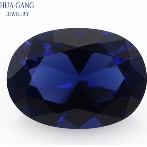 34# Blue Nano Stone Oval Shape Synthetic Gems For Jewelry 2x3~7x9mm Free Shipping