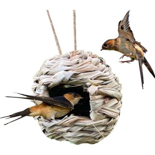 8 Styles Birds Nest Bird Cage Natural Grass Egg Cage Bird House Outdoor Decorative Weaved Hanging Parrot Nest Houses Pet Bedroom