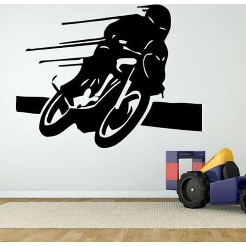 Biker Motorcycle Wall Sticker Motorcycle driver Vehicle Race Boys Vinyl Wall Decal for Home Boys Room Decoration Poster X917