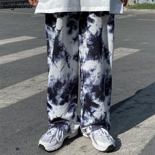 Casual Pants Women Tie Dye Loose Mopping Harajuku Hip Pop Unisex All-match Streetwear Ulzzang Teens Chic Vintage Stylish Retro