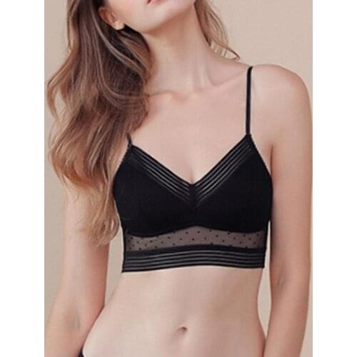 Sexy Low Back Bralette Bra Ladies U Backless Invisible Lace Bra Polka Dot Mesh Ultra Thin Underwear Women Lingerie Tank Top Bras