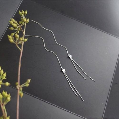 CA010 Cute Star Drop Earring Women Fashion Wave Tassel Earrings Sterling Silver Ear Line Female Jewelry Oorbellen