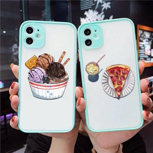 Delicious food Phone Case For iPhone 12 11 Mini Pro XR XS Max 7 8 Plus X Matte transparent blue Back Cover