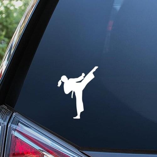 Black/Sliver Karate Girl Silhouette Strong Pattern Vinyl Car Styling Car Stickers Art Decor Bumper Decals S398