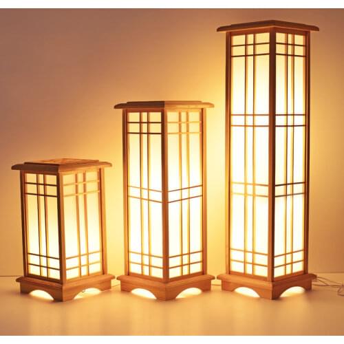 Home Design Wood Lamp Fashion Japanese Floor Lamp Washitsu Tatami Decor Window Pane Lamp Restaurant Living Room Hallway Lighting