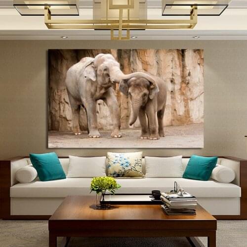 Home Decoration Wall Painting Posters and Prints on Canvas Art Oil Painting Animal Elephant Pictures for Living Room No Frame