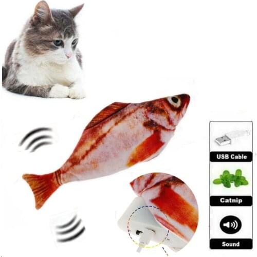 Cat Electric Fish Toy USB Pet Simulation Moving Fish Shaking Fish Toy Stuffed Interactive Playing Toy Cats Pet Supplies