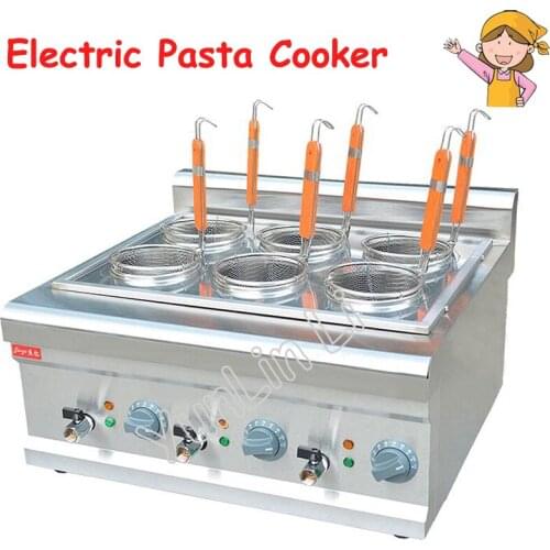 Electric Pasta Cooker Commercial Counter Top Noodle Cooking Machine Stainless Steel With 6 Mesh Sieve Noodle Cooker FY-6M