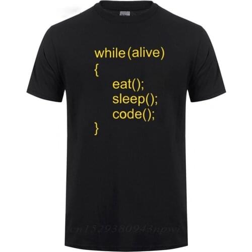 While Alive Eat Sleep Code T-Shirt Funny Birthday Present For Men Dad Father Boyfriend Husband Cotton Java Programmer T Shirts