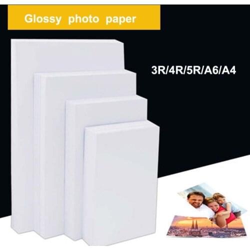 100 Sheets 3R 4R 5R A4 A6High Glossy Photo Paper For Inkjet Printer Photo studio Photographer imaging printing paper